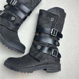 Blowfish Rider Boots Black Mid-Calf Moto Grunge Lug Sole Zipper Women’s Size 7